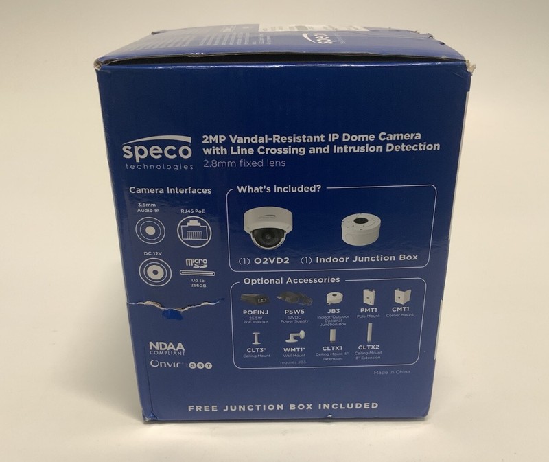 Speco O2VD2 2MP Indoor/Outdoor Dome IP Camera white gallery