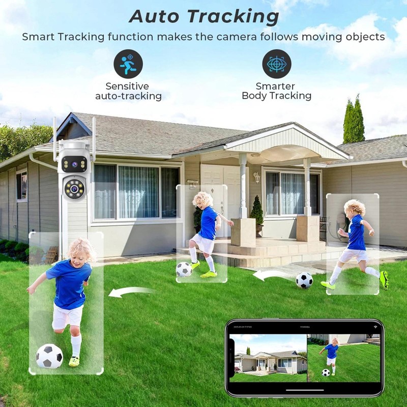 3MP+3MP Wireless Security Camera Dual-Lens Wall Mount Smart WiFi Camera OVJX gallery