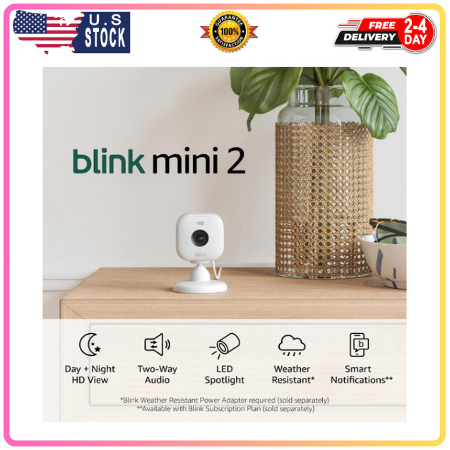 Blink Mini 2 Smart Security Camera – HD Night View, Motion Detection, Alexa