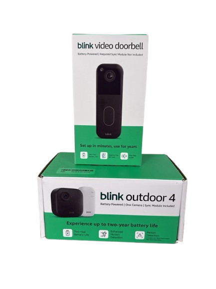 Blink Outdoor 4 Wireless Camera Security System & Blink Video Doorbell BUNDLE