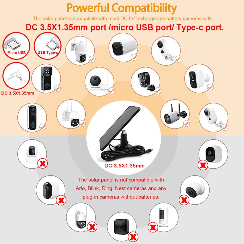 Solar Panel Charger Ring Spotlight Stick Up Camera Doorbell Solar Charger DC/USB gallery