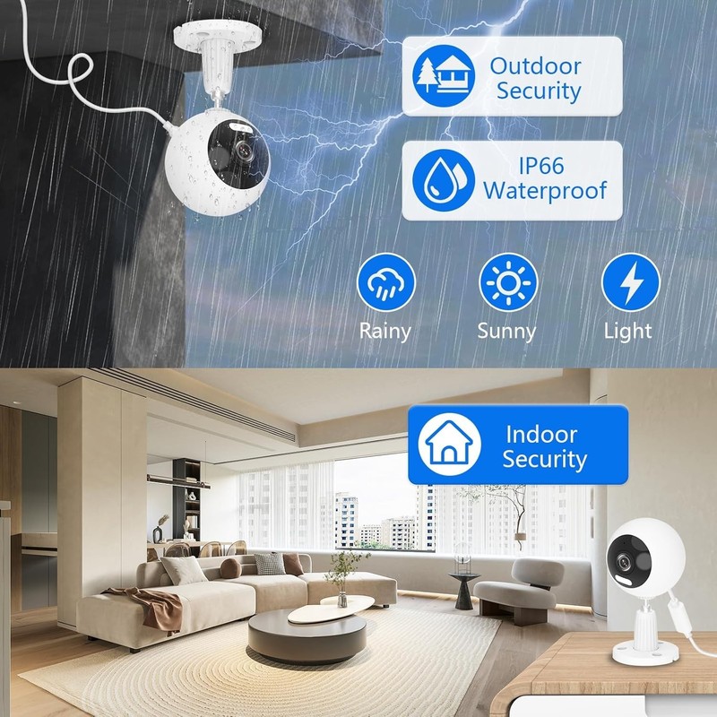 3X Zoom Security Camera - Easy Install Indoor/Outdoor with Alarm Notifications gallery