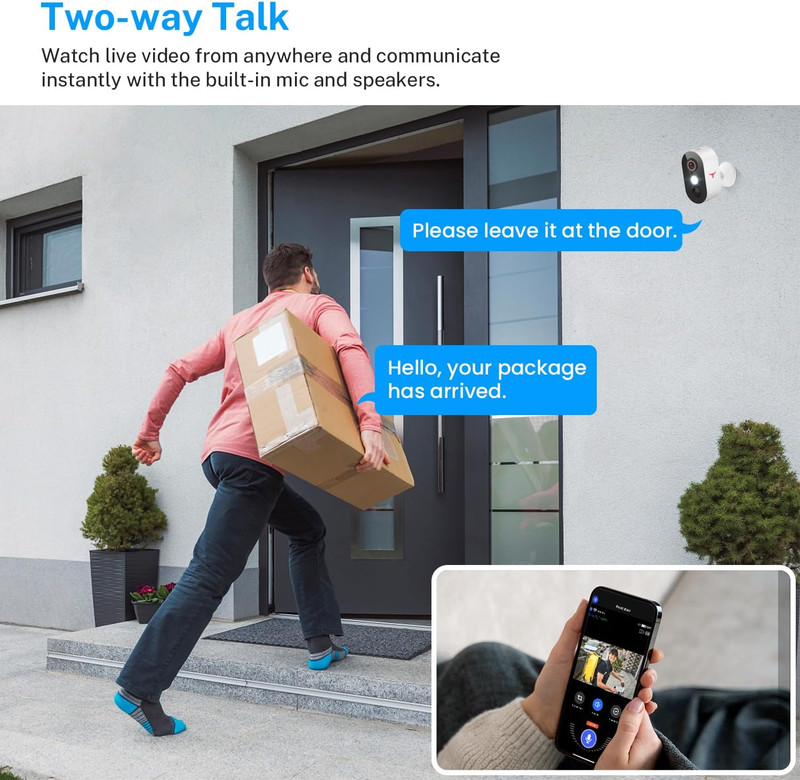 Wireless Outdoor Security Camera with Spotlights, Battery Powered, AI Human Dete gallery