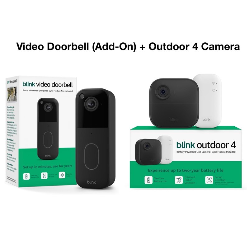 Blink Outdoor 4 Wireless Camera Security System & Blink Video Doorbell BUNDLE