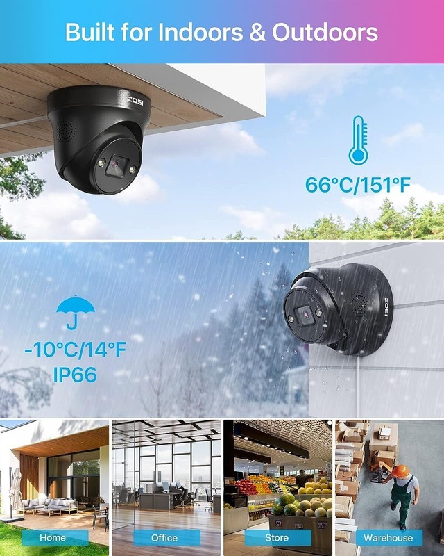 ZOSI 4K 8CH NVR PoE Dome Camera System Weatherproof Outdoor Two-Way Audio 2TB gallery