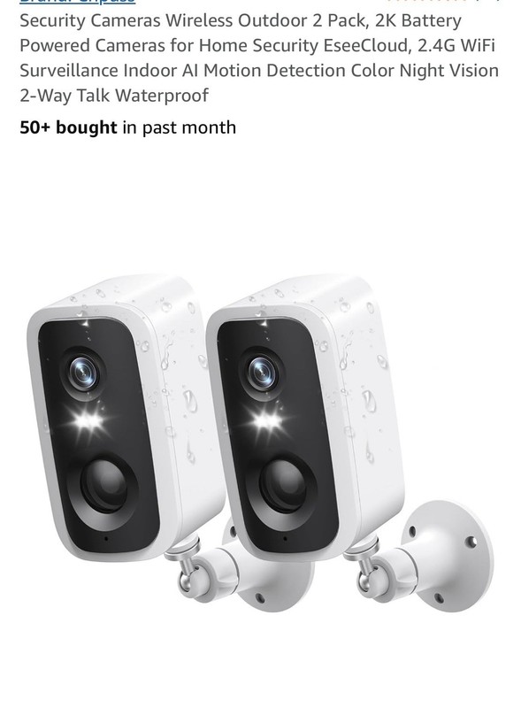 (2) Outdoor Cameras Wireless Battery Motion, Night Vision, 2 Way Audio, SD, IP65