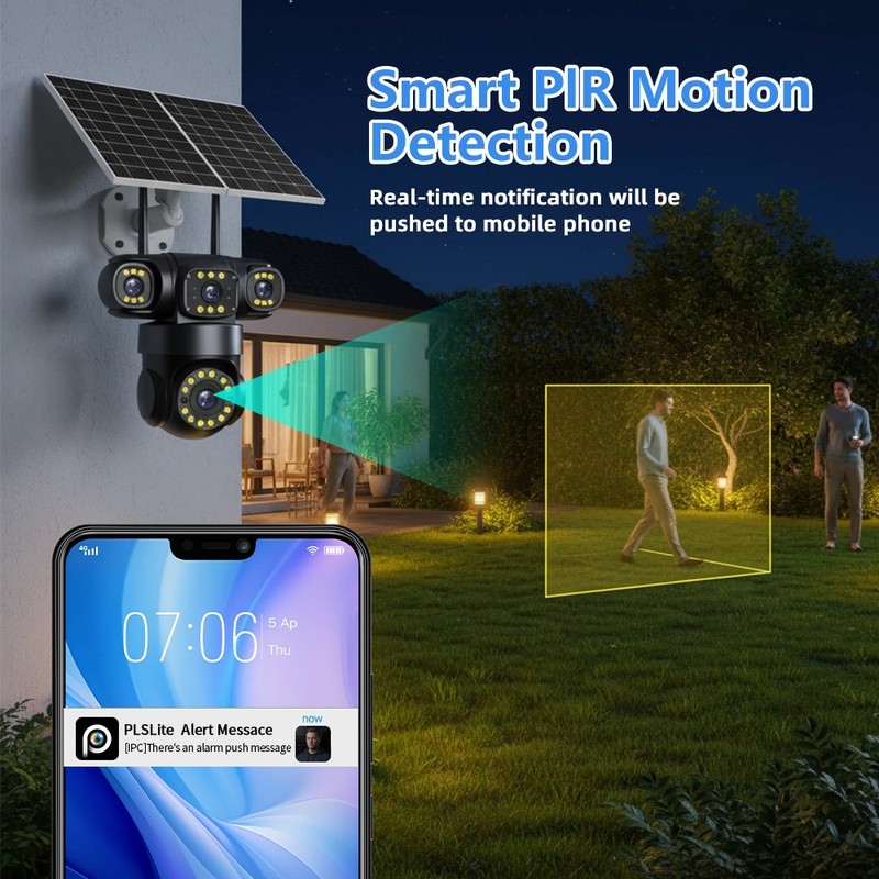 4 Lens 16 MP 4G SIM Solar Security IP Camera Outdoor CCTV Motion Detection PTZ gallery