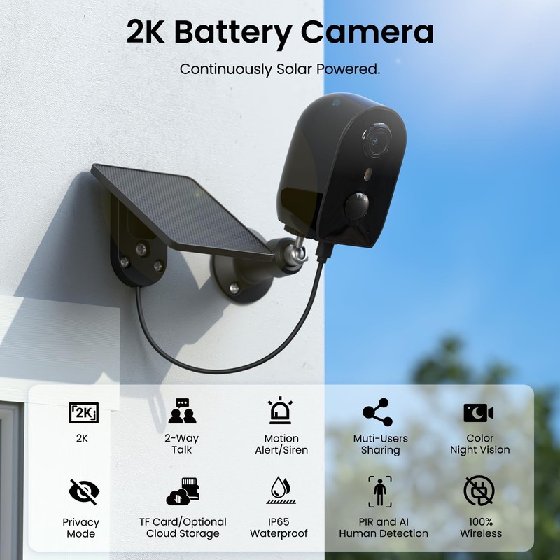 Solar Cameras Wireless Outdoor, Motion Detection, Y8 2Pack gallery