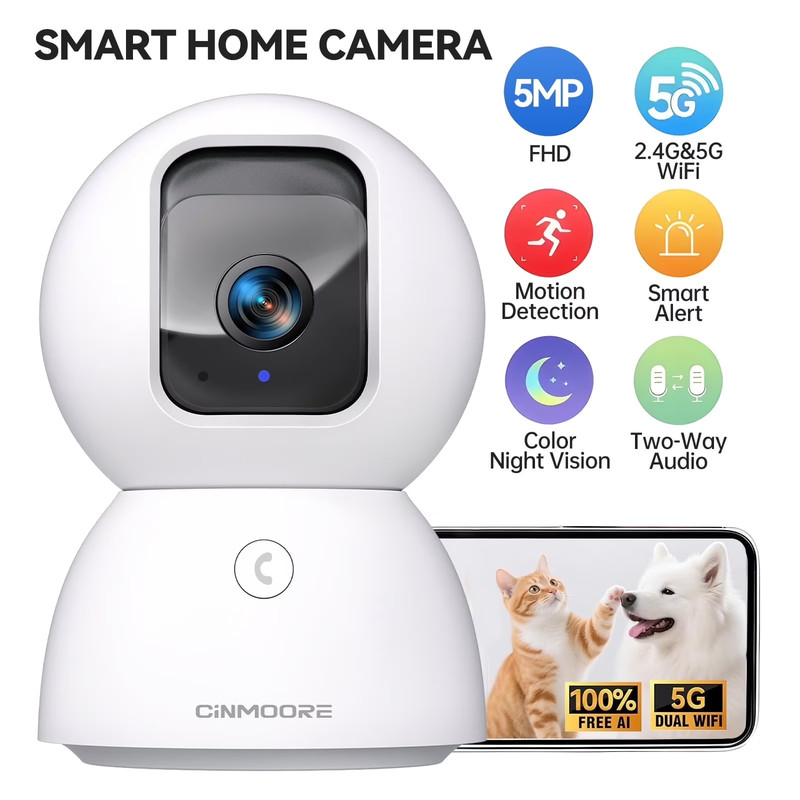 3K Indoor Home Camera W/ No Monthly Fees AI Tracking&Face ID, Pet/Dog Camera Ind