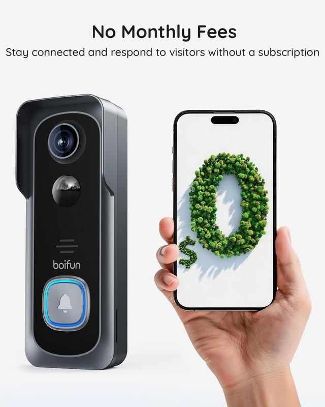 No Subscription Video Doorbell - 2K HD, Waterproof Design, Real-Time Alerts gallery