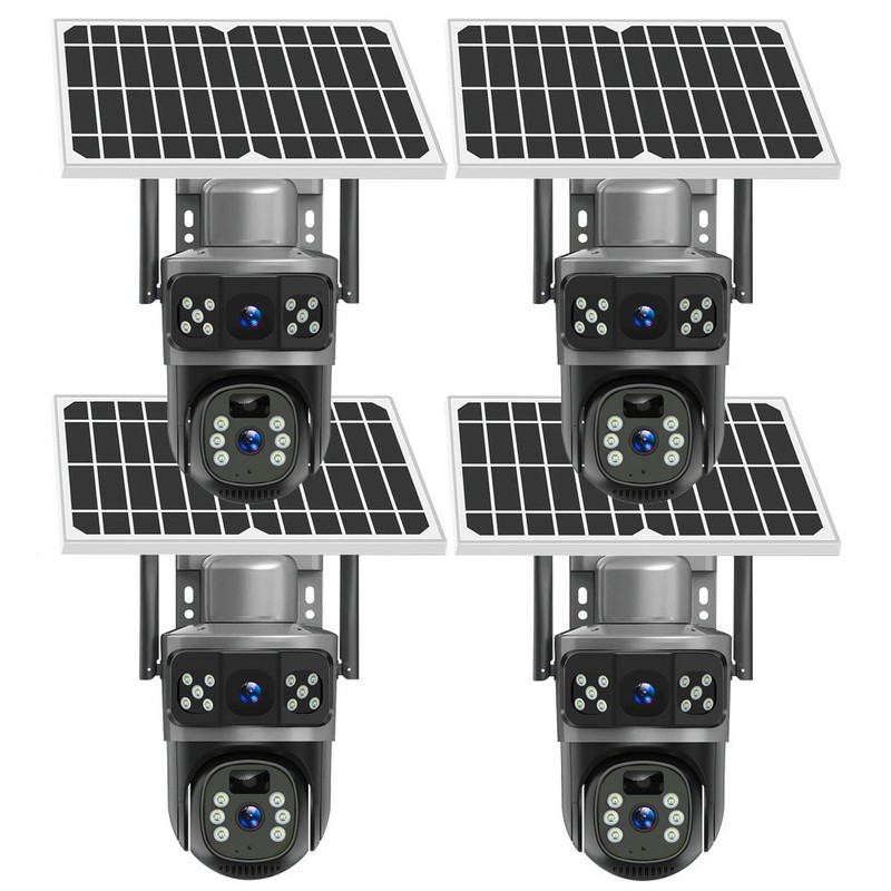 4PCS Wireless Home Security System 9MP Outdoor Camera Solar Battery Powered WiFi