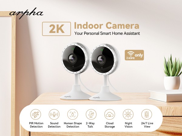 ARPHA 2K Indoor Security Camera WiFi APP PIR Motion Detection Cloud Storage New gallery