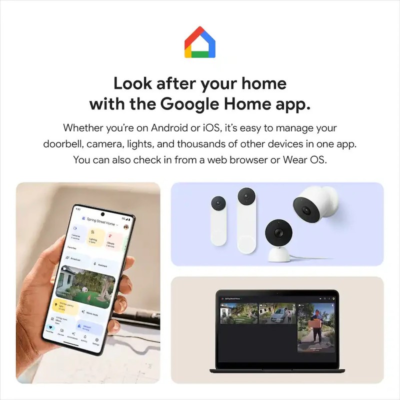 New Google Nest Cam w/ Floodlight Outdoor Security Camera White Wired gallery