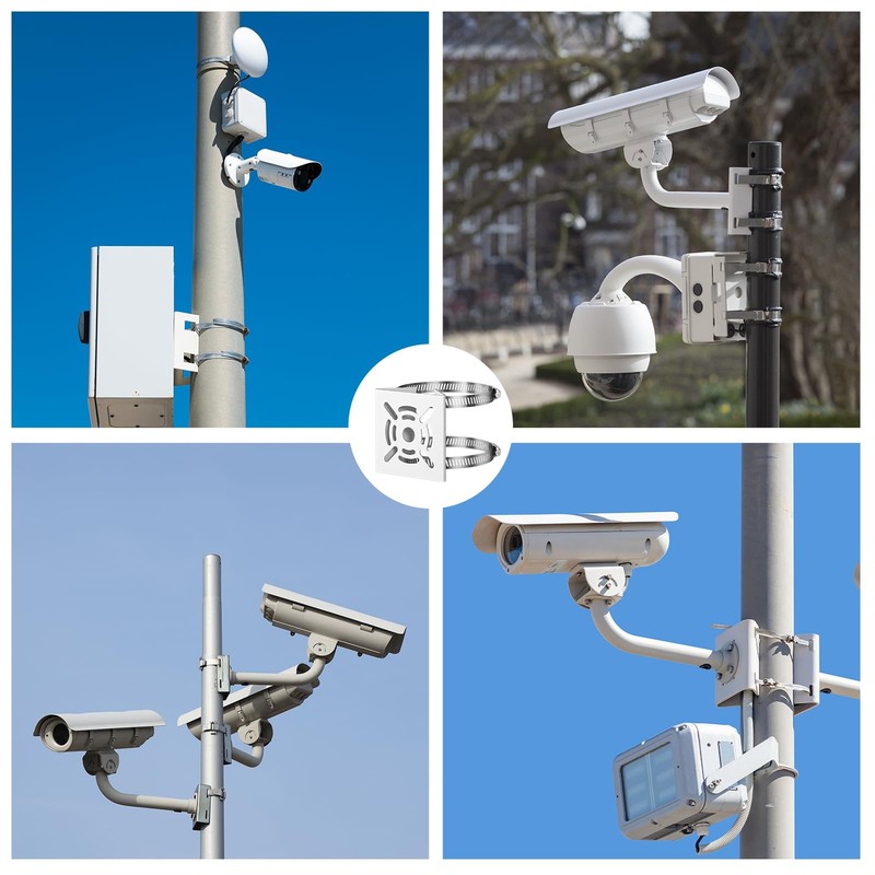 Universal Vertical Pole Mount for Security Camera, White gallery