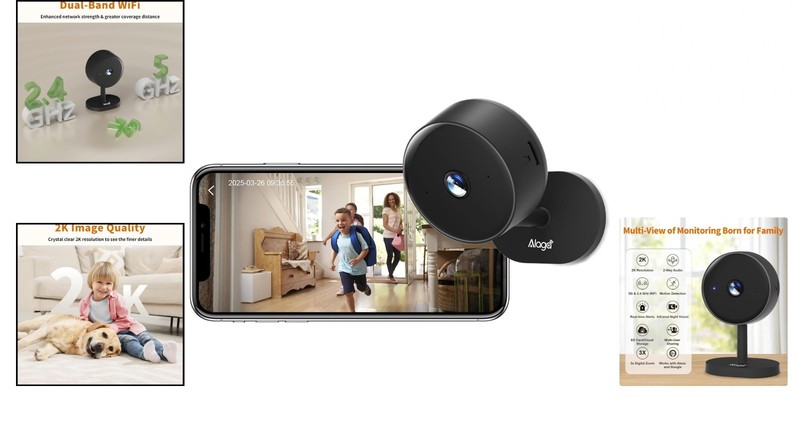 5G Indoor Camera for Home Security, 2K Security Camera, Pet/Baby/Dog Camera with gallery
