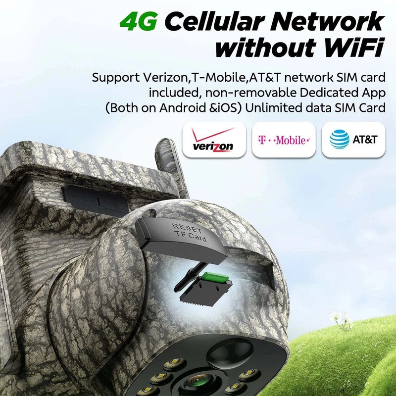Solar Battery Powered IP Security Camera Outdoor 4G LTE 2.5K PTZ Trail Camera gallery