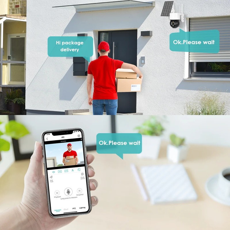 4MP WIFI HD Solar Camera PIR Human Detection Outdoor Security PTZ Surveillance gallery