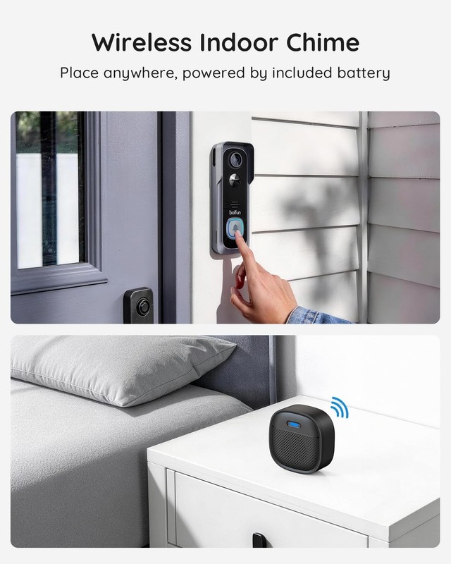 Video Doorbell Camera Wireless – No Subscription Required, 2K HD, 166° Wide V... gallery