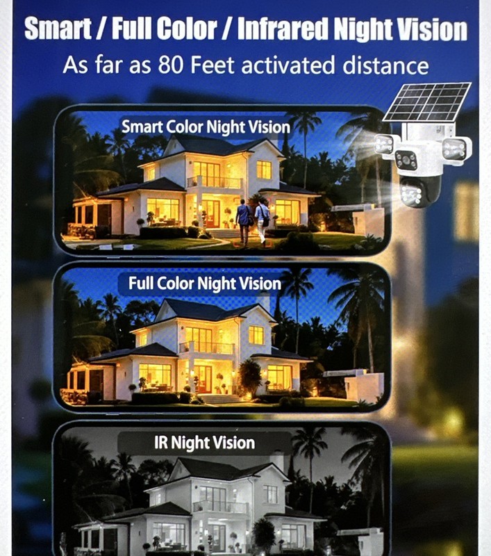 Triple-Lens Solar Security Camera, Wireless, Outdoor, HD, PTZ 360°, 8000mAh gallery