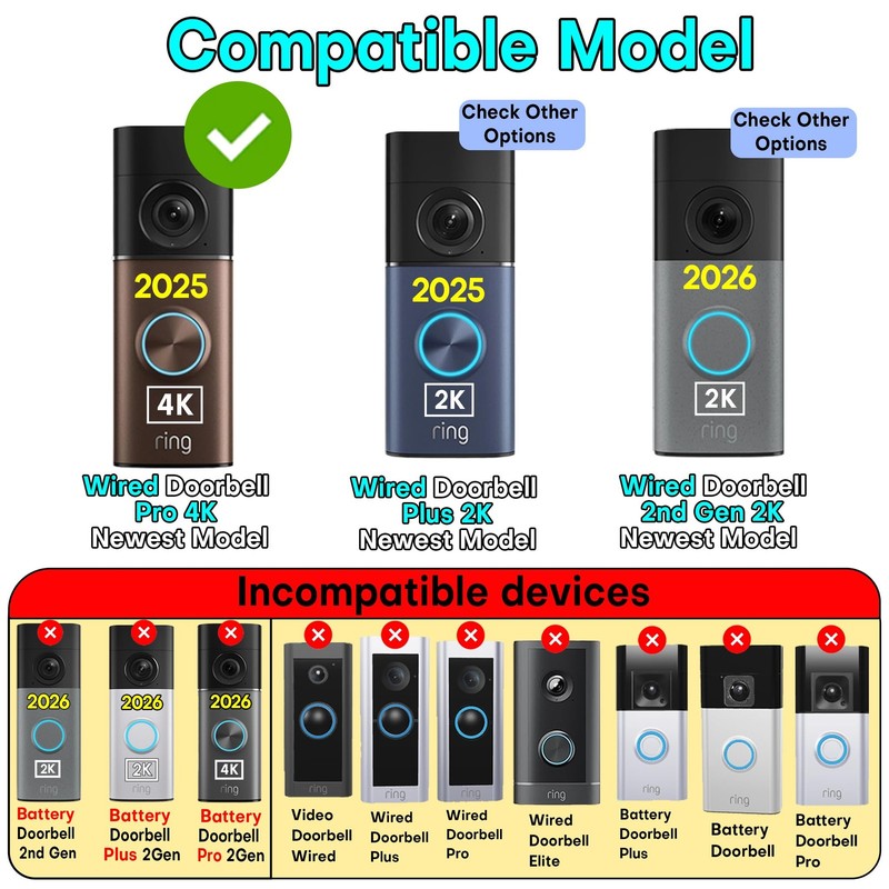 Anti-Theft Angle Adjustable Doorbell Coverd Mount Bracket for Ring Wired Door... gallery