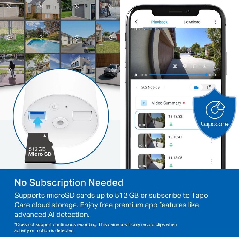 TP-Link 𝗧𝗮𝗽𝗼 SolarCam C402 Kit, Outdoor Battery Camera w/Solar Panel Base... gallery