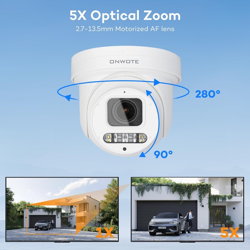 PTZ PoE IP Security Camera 4K 8MP, 280° Pan 90° Tilt 5X Optical Zoom, 2 Way T... gallery