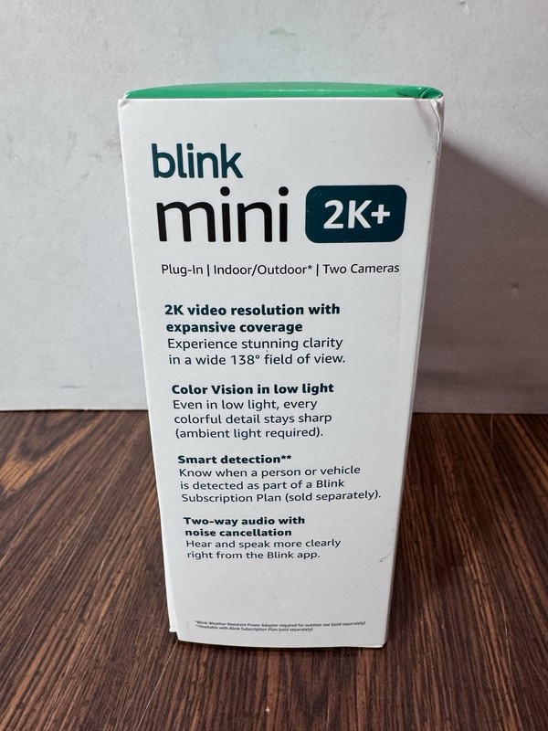 NEW 2 PACK Blink Mini 2k+ Cameras Indoor/Outdoor Plug-in 2K Video WHITE gallery