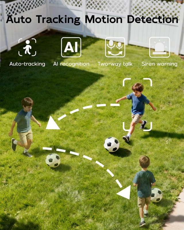 Security Camera 3MP Wired 24/7 Recording, 360° View, Motion Tracking - Plug-in gallery