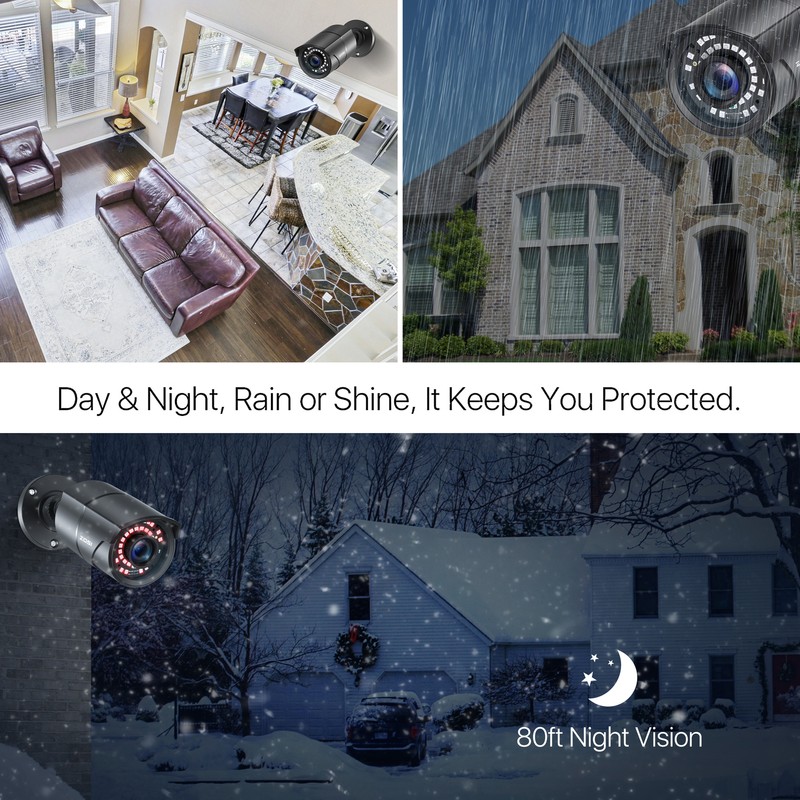 ZOSI H.265+ 5MP Lite DVR Surveillance 1080P Security Camera System Night Vision gallery