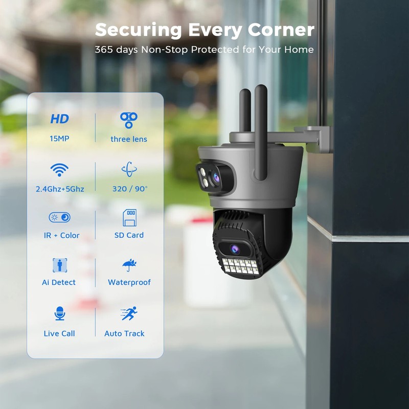 15MP Wifi Camera Outdoor Auto Tracking Multi Screen PTZ Security Protection CCTV gallery