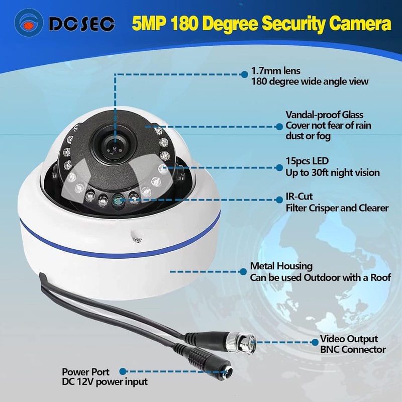 5MP 4MP 180 Degree Dome Security Camera Hybrid HD CCTV Surveillance Metal gallery