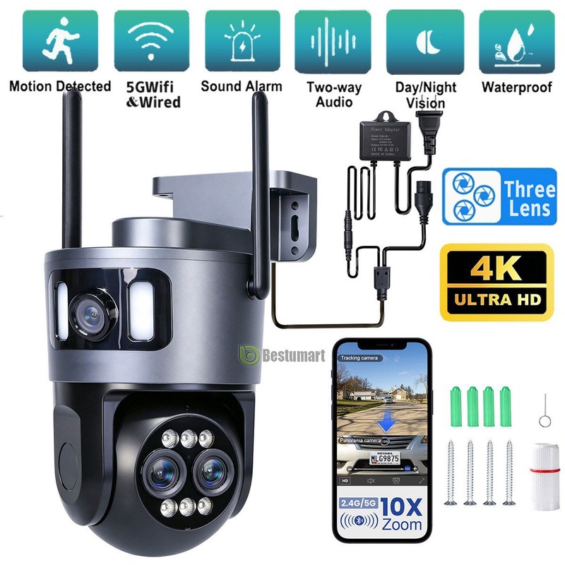 8MP 4K WiFi Security Camera 10X Zoom 5G & 2.4g Outdoor Two Way Audio Home Cam gallery