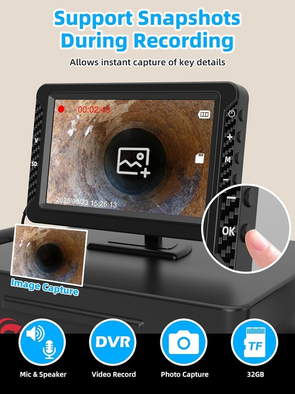 Pipe Inspection Camera 5 Inch IPS Screen 32GB gallery