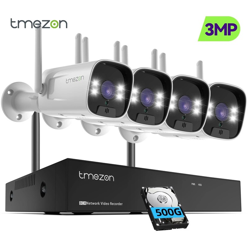 3MP WirelessHome IP Camera System Outdoor 8CH NVR 500GB Motion Detection