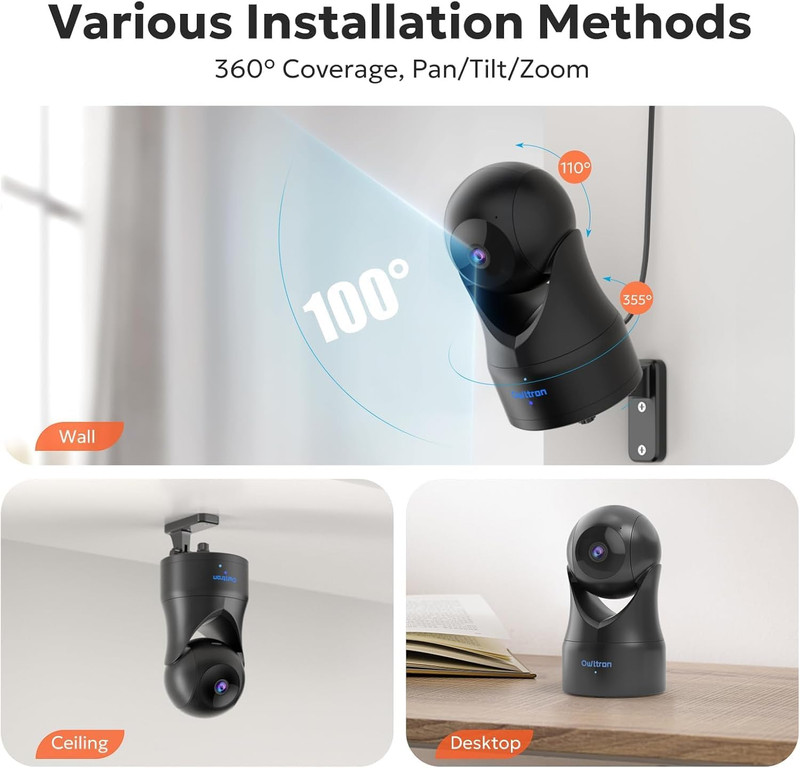 Indoor Camera 2K, 360 Cameras for Home Security with Motion Detection, Baby Moni gallery