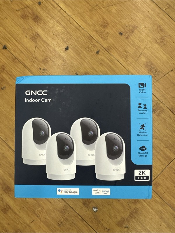 GNCC 2K Security Cameras 4pcs, with 360° Motion Detection, New!