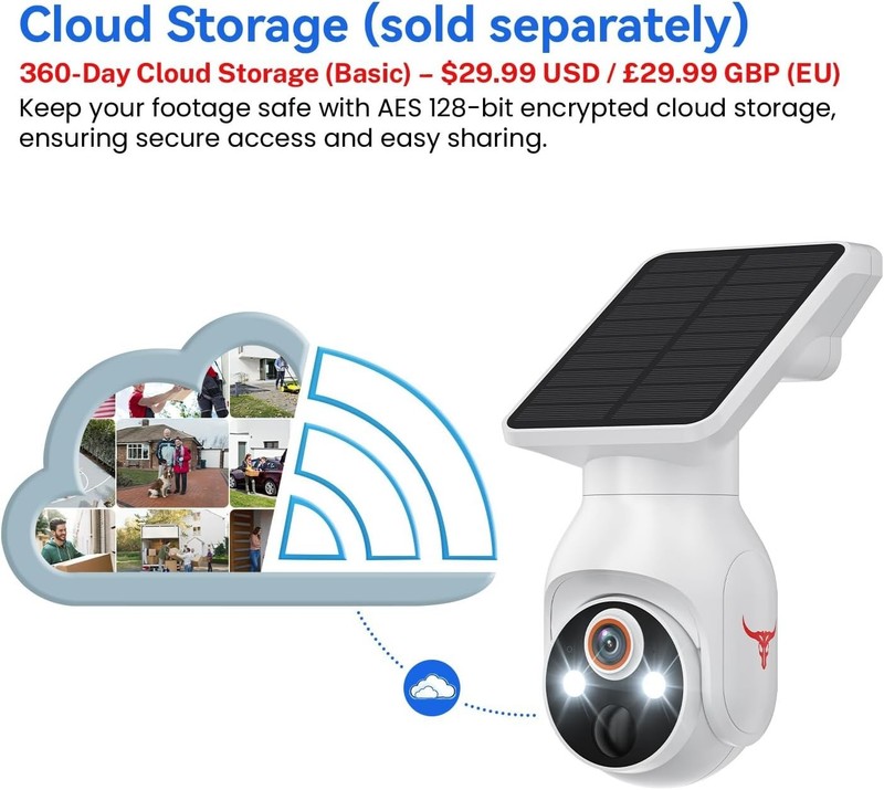 Solar Panel Powered Security Camera 1080p WiFi Camera with Night Vision Motion gallery