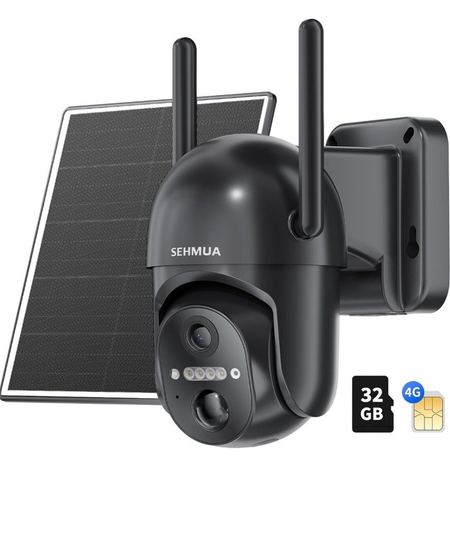 SEHMUA-4G LTE Cellular Solar Security Camera Wireless Outdoor, No WiFi Solar…
