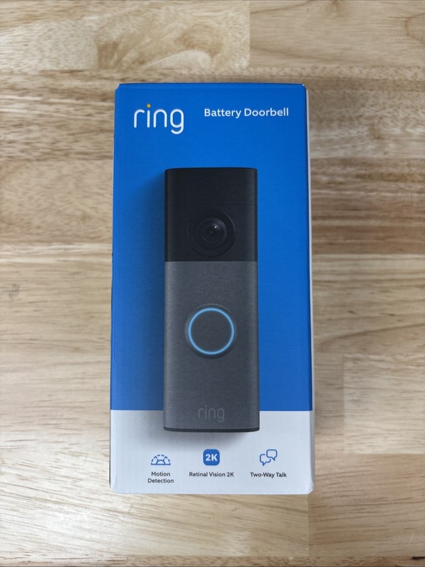 Ring Battery Doorbell newest model Retinal 2K with wide-angle video Speckle Gray