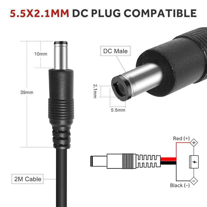 Trail Camera Power Cable, 5.5x2.1mm DC, Compatible with Stealth Cam, Spypoint, gallery