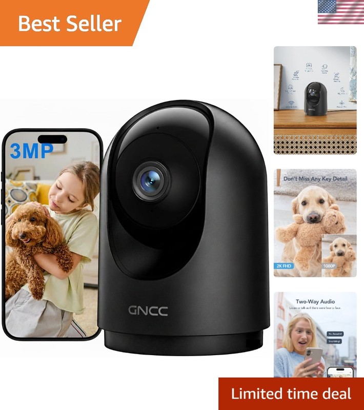 2K Indoor Security Camera with Night Vision & Motion Detection for Home Safety