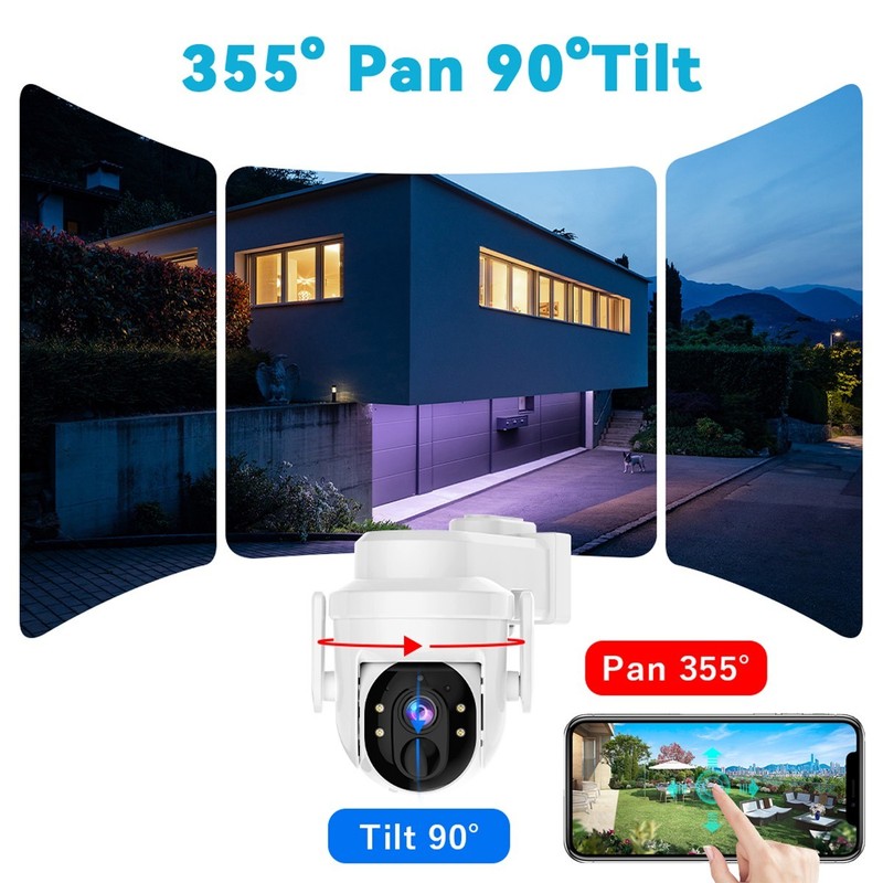3PK Wireless Solar Security Camera WiFi Home Outdoor PTZ Camera Built-in Battery gallery