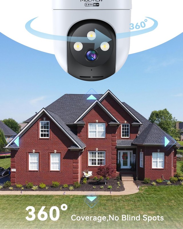 MUBVIEW 360° Security Cameras Wireless Outdoor,24/7 Wired 2 PCS, White gallery