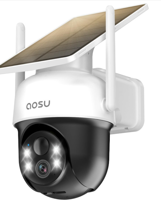 AOSU Solar Camera Outdoor Wireless 360 Pano IA Human Auto Traking