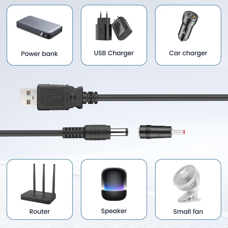 USB to 12V Step Up Converter Cable（3.3ft）, 5V to 12V DC Power Cable with 5.5x... gallery