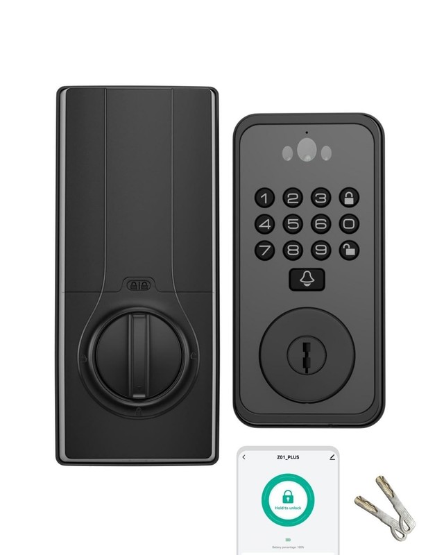 Smart Door Lock with Face & Palm Vein Recognition, Ultra-Wide Peephole Video …
