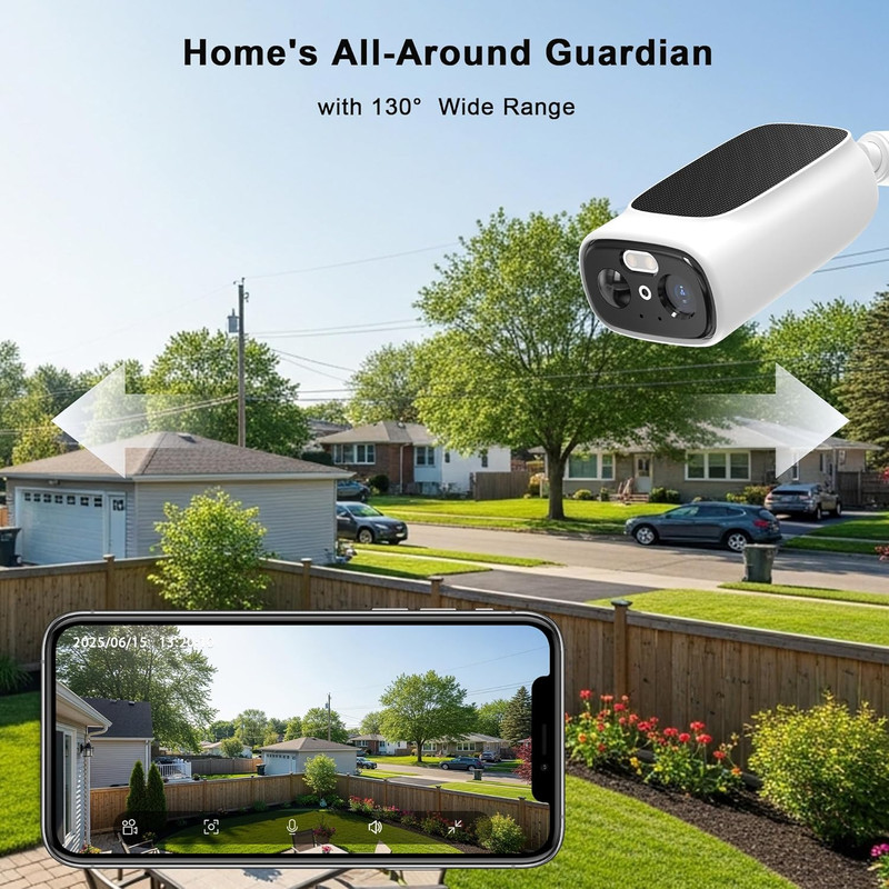 Solar Security Cameras Wireless Outdoor，2K Wireless Camera for Home Security, PI gallery