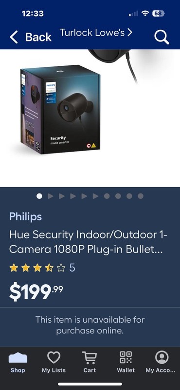 Philips Hue Security Wired Camera Black Night Vision 1080p Motion Detection