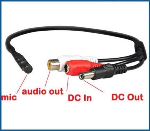 CCTV Microphone Kit for Security Camera Audio Surveillance 25ft Video Power Wire gallery