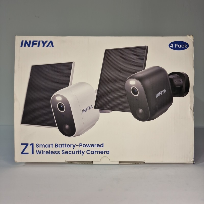 Infiya 4 Pack Smart Battery Powered Wireless Security Camera Model Z1 – White